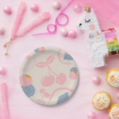 BEIGE PATTERN CHERRY PAPIEREN BORDJE (Feest)