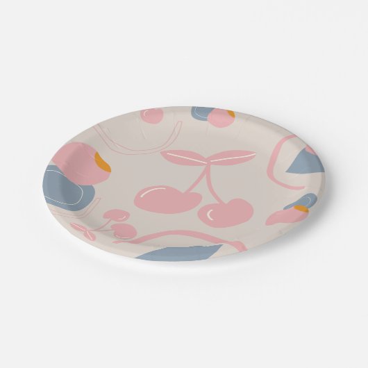 BEIGE PATTERN CHERRY PAPIEREN BORDJE (Gekanteld)