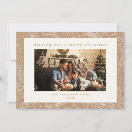 Beige Pattern Custom Foto Kerstvakantie Kaart
