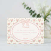 Beige Peach Vintage Fancy Floral Details Card Informatiekaartje (Staand voorkant)