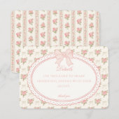 Beige Peach Vintage Fancy Floral Details Card Informatiekaartje (Voorkant / Achterkant)