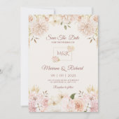 Beige & Peach Wedding Uitnodiging (Voorkant)