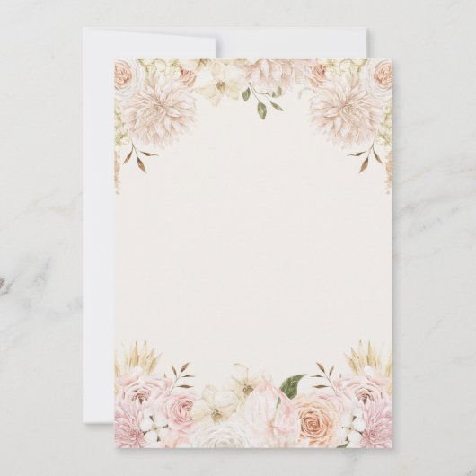 Beige & Peach Wedding Uitnodiging (Achterkant)