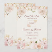 Beige & Peach Wedding Uitnodiging (Voorkant / Achterkant)