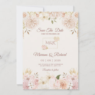Beige & Peach Wedding Uitnodiging
