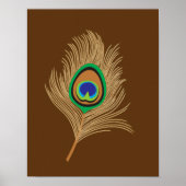Beige peacock Feather op Chocolate Brown Poster (Voorkant)