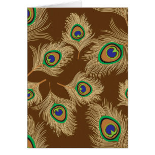 Beige Peacock Feathers op Chocolate Brown