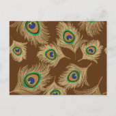 Beige Peacock Feathers op Chocolate Brown Briefkaart (Voorkant)