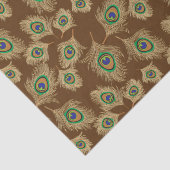 Beige Peacock Feathers op Chocolate Brown Tissuepapier (Detail)