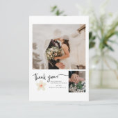 BEIGE PEONY FOTO CHINOISERIE BEDANKKAART (Staand voorkant)