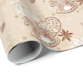 Beige Peperkoek Schommelend Paard Koekje Patroon Cadeaupapier (Rol Hoek)