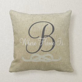 Beige Personalized Nautical Family Sierkussen