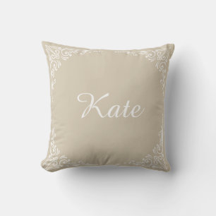 Beige Persoonlijke Moderne Elegante Typografie Naa Kussen