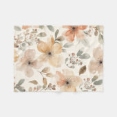 Beige Perzik Bloemenschildering Waterverf Botanisc Fleece Deken (Voorkant (Horizontaal))