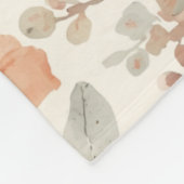 Beige Perzik Bloemenschildering Waterverf Botanisc Fleece Deken (Hoek)