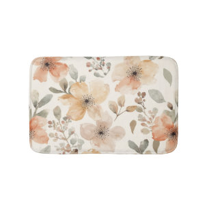 Beige Perzik Bloemige Waterverf Botanische Patroon Badmat