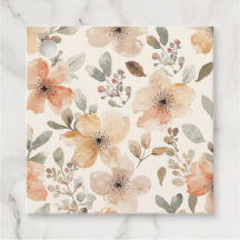 Beige Perzik Bloemige Waterverf Botanische Patroon