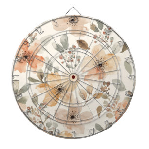 Beige Perzik Bloemige Waterverf Botanische Patroon Dartbord
