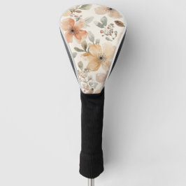Beige Perzik Bloemige Waterverf Botanische Patroon Golfheadcover
