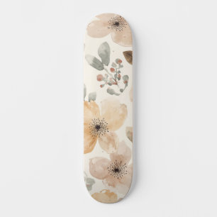 Beige Perzik Bloemige Waterverf Botanische Patroon Persoonlijk Skateboard