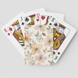 Beige Perzik Bloemige Waterverf Botanische Patroon Pokerkaarten