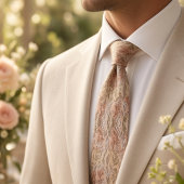 Beige Perzik Botanische Schets  Stropdas