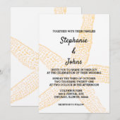 Beige Perzik Zeester Geel Sinaasappel Custom Weddi Kaart (Voorkant / Achterkant)