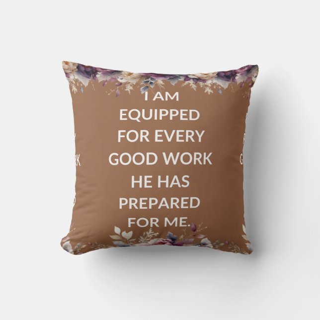 Beige pillow with a simple religious quote kussen (Voorkant)