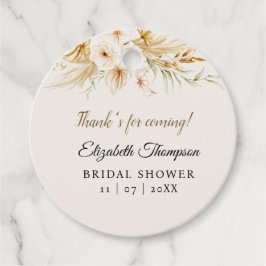 Beige Pink Floral Pattern Bridal Shower Bedankjes Labels