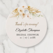 Beige Pink Floral Pattern Bridal Shower Bedankjes Labels (Voorkant)