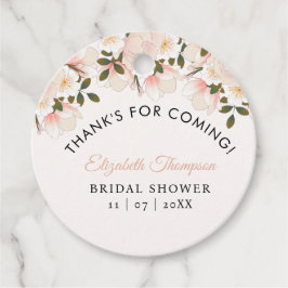 Beige Pink Floral Pattern Bridal Shower Bedankjes Labels