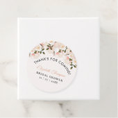 Beige Pink Floral Pattern Bridal Shower Bedankjes Labels (In situ)