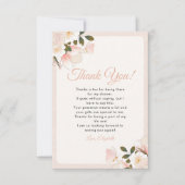 Beige Pink Floral Pattern Bridal Shower Bedankkaart (Voorkant)