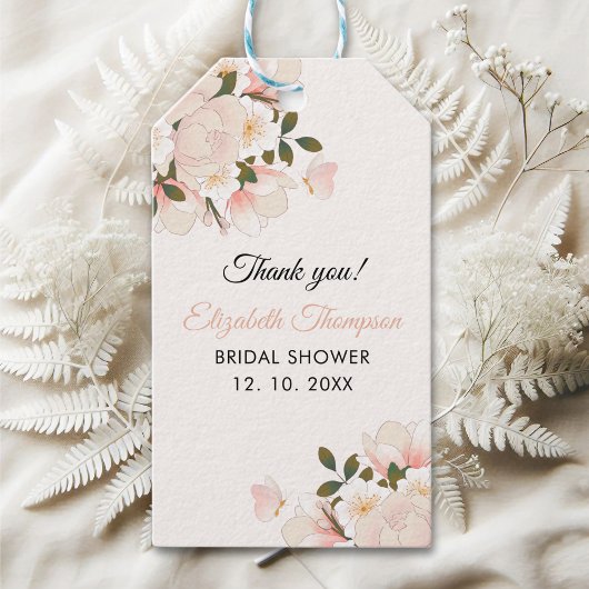 Beige Pink Floral Pattern Bridal Shower Cadeaulabel