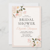 Beige Pink Floral Pattern Bridal Shower Kaart (Voorkant)