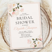 Beige Pink Floral Pattern Bridal Shower Kaart