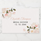 Beige Pink Floral Pattern Bridal Shower Sparkling Wijnetiket (Enkel label)