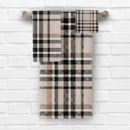 Beige Plaid Bad Handdoek