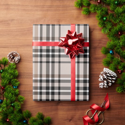 Beige Plaid Cadeaupapier (Feestdagen Geschenken)