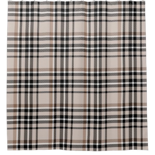 Beige Plaid Douchegordijn (Voorkant)