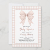 Beige Plaid en Beige Bow Baby shower Kaart (Voorkant)