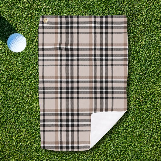 Beige Plaid Golfhanddoek