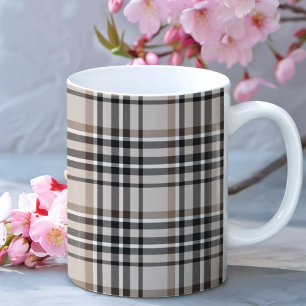 Beige Plaid Koffiemok