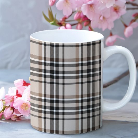 Beige Plaid  Koffiemok