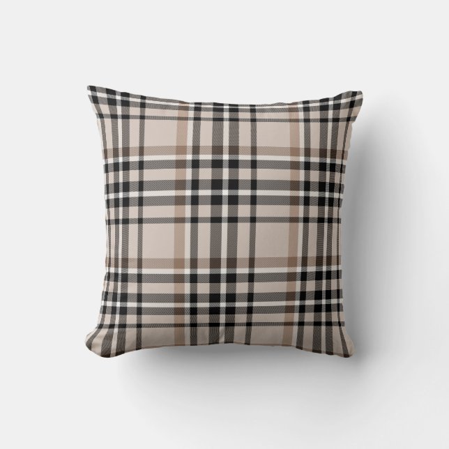 Beige Plaid Kussen (Voorkant)