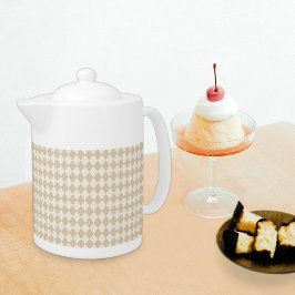 Beige Plaid Pattern Teapot Theepot