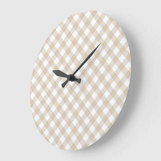  Beige Plaid Pattern Wall clock Grote Klok (Hoek)