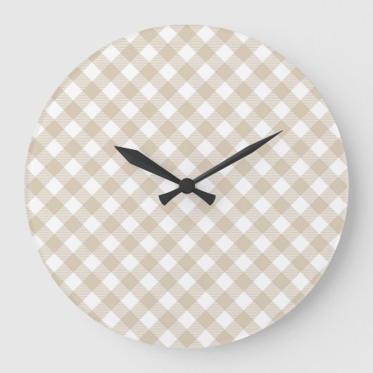  Beige Plaid Pattern Wall clock Grote Klok (Voorkant)