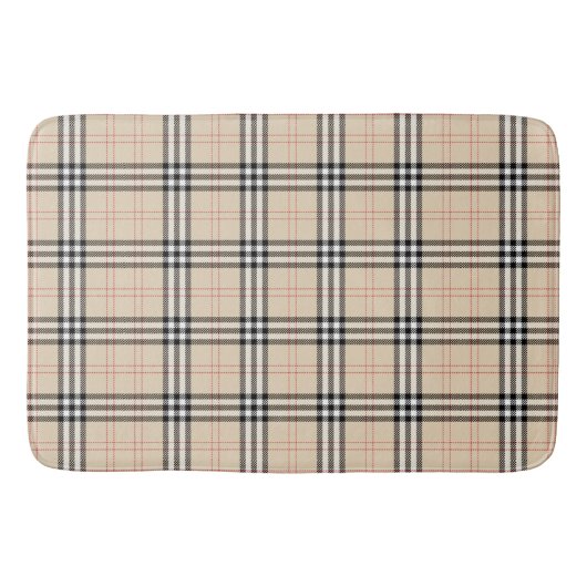 Beige Plaid Tartan Badmat (Voorkant)