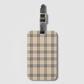  Beige Plaid Tartan Bagagelabel (Voorkant (verticaal))